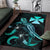 Wallis and Futuna Polynesian Area Rugs - Turtle With Blooming Hibiscus Turquoise - Polynesian Pride