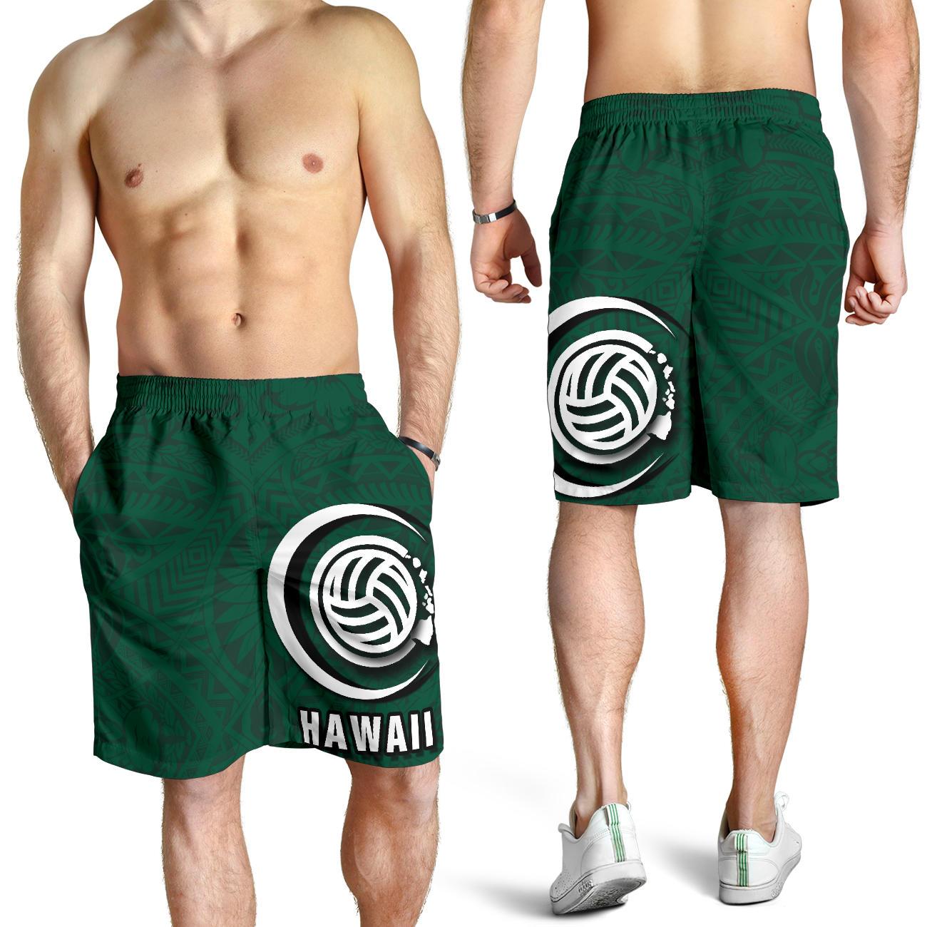 Polynesian Hawaii Men's Short - Volleyball Hawaii Map Green - Polynesian Pride