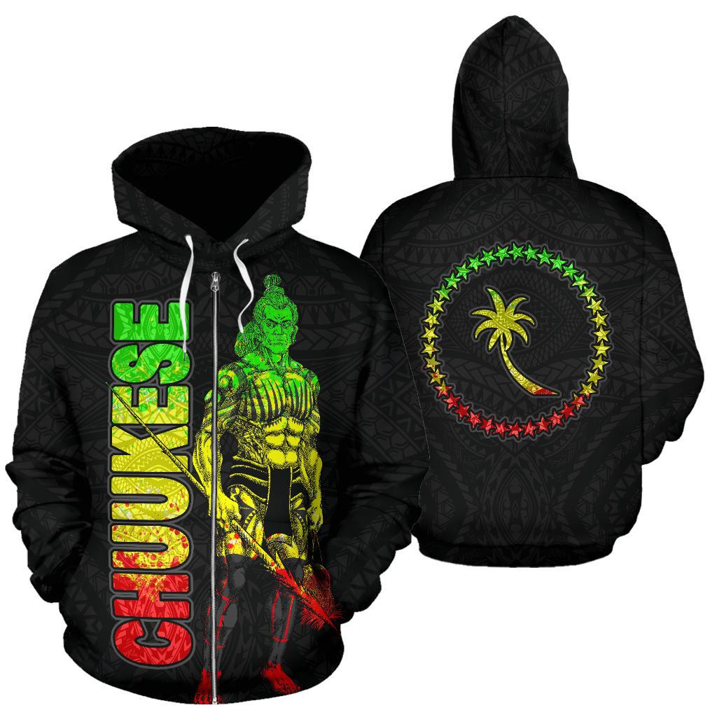 Chuuk Zip up Hoodie Micronesia Chuukese Warrior Reggae Unisex Reggae - Polynesian Pride