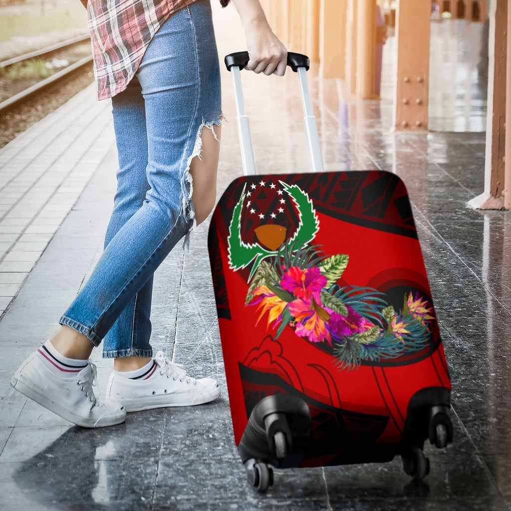Pohnpei Luggage Covers - Polynesian Hook And Hibiscus (Red) - Polynesian Pride