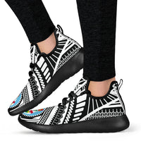 Fiji Polynesian Tattoo Mesh Knit Sneakers White - Polynesian Pride