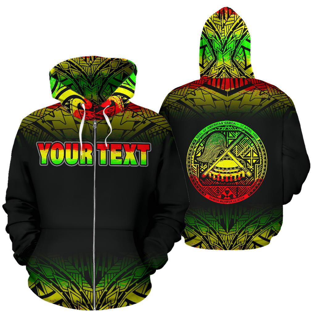 American Samoa All Over Custom Zip up Hoodie Polynesian Reggae Fog Unisex Reggae - Polynesian Pride