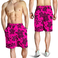 Polynesian Turtle Palm And Sea Pebbles Pink Men's Short - Polynesian Pride