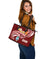 Guam Large Leather Tote Bag - Guam Seal Polynesian Patterns Plumeria (Red) - Polynesian Pride