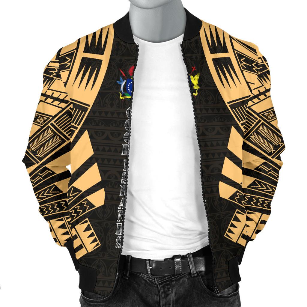 Cook Islands Men Bomber Jackets - Polynesian Tattoo Gold - Polynesian Pride
