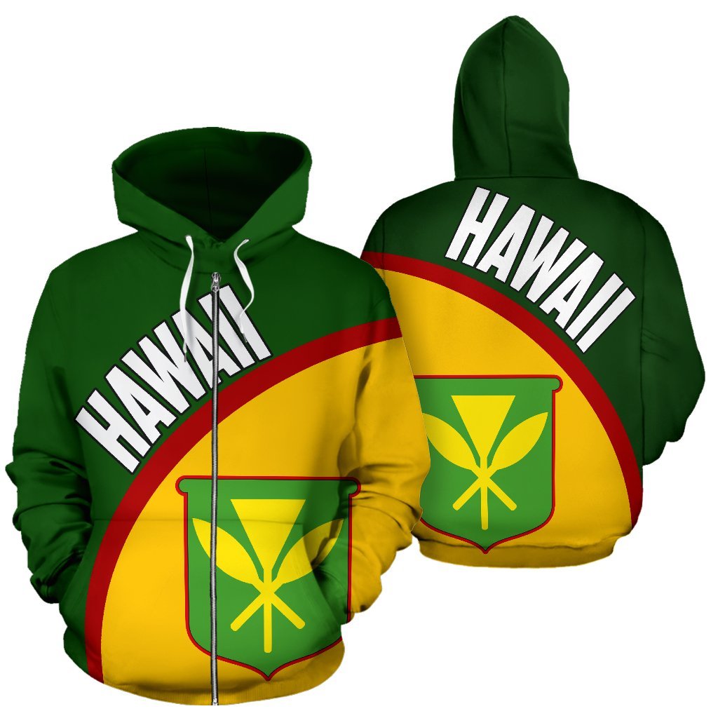 Hawaii Zip up Hoodie Hawaii Kanaka Maoli Flag Unisex Black - Polynesian Pride