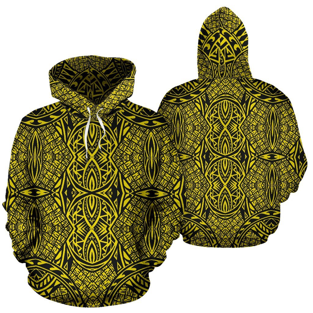 Hawaii Hoodie Polynesian Lauhala Mix Yellow Pullover - Polynesian Pride