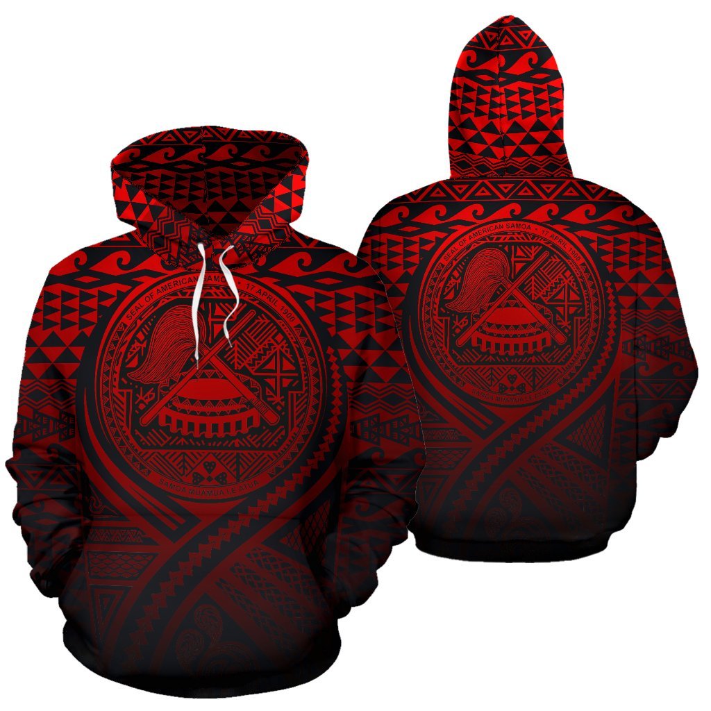 American Samoa All Over Hoodie Lift up Red Unisex Red - Polynesian Pride