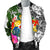 Tonga Custom Personalised Men's Bomber Jacket White - Turtle Plumeria Banana Leaf - Polynesian Pride