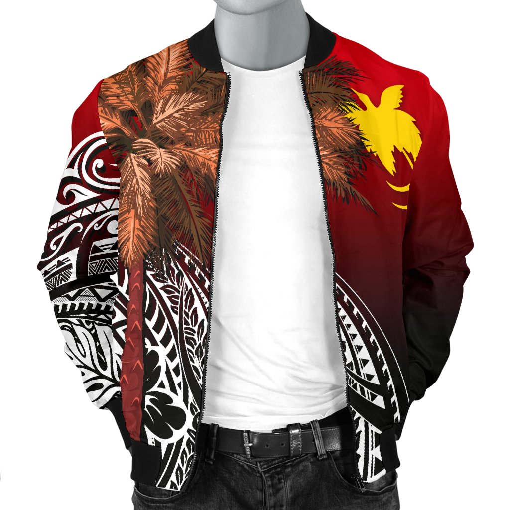 Papua New Guinea Men's Bomber Jacket - Polynesian Palm Tree - Polynesian Pride