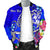 Tonga Custom Personalised Men's Bomber Jacket - Turtle Plumeria (Blue) - Polynesian Pride