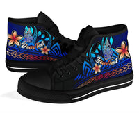 New Caledonia Custom Personalised High Top Shoes Blue - Vintage Tribal Mountain - Polynesian Pride