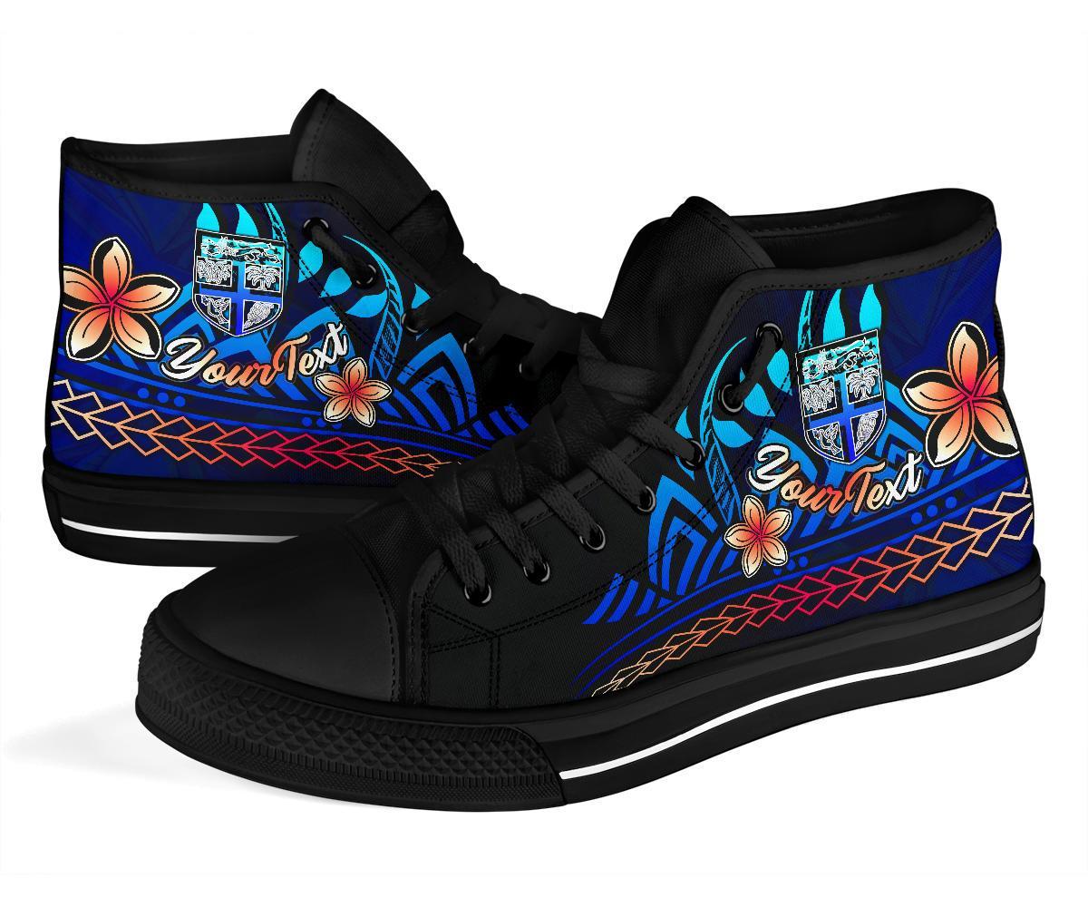 Fiji Custom Personalised High Top Shoes Blue - Vintage Tribal Mountain - Polynesian Pride