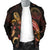 Palau Polynesian Men's Bomber Jacket - Turtle With Blooming Hibiscus Gold - Polynesian Pride