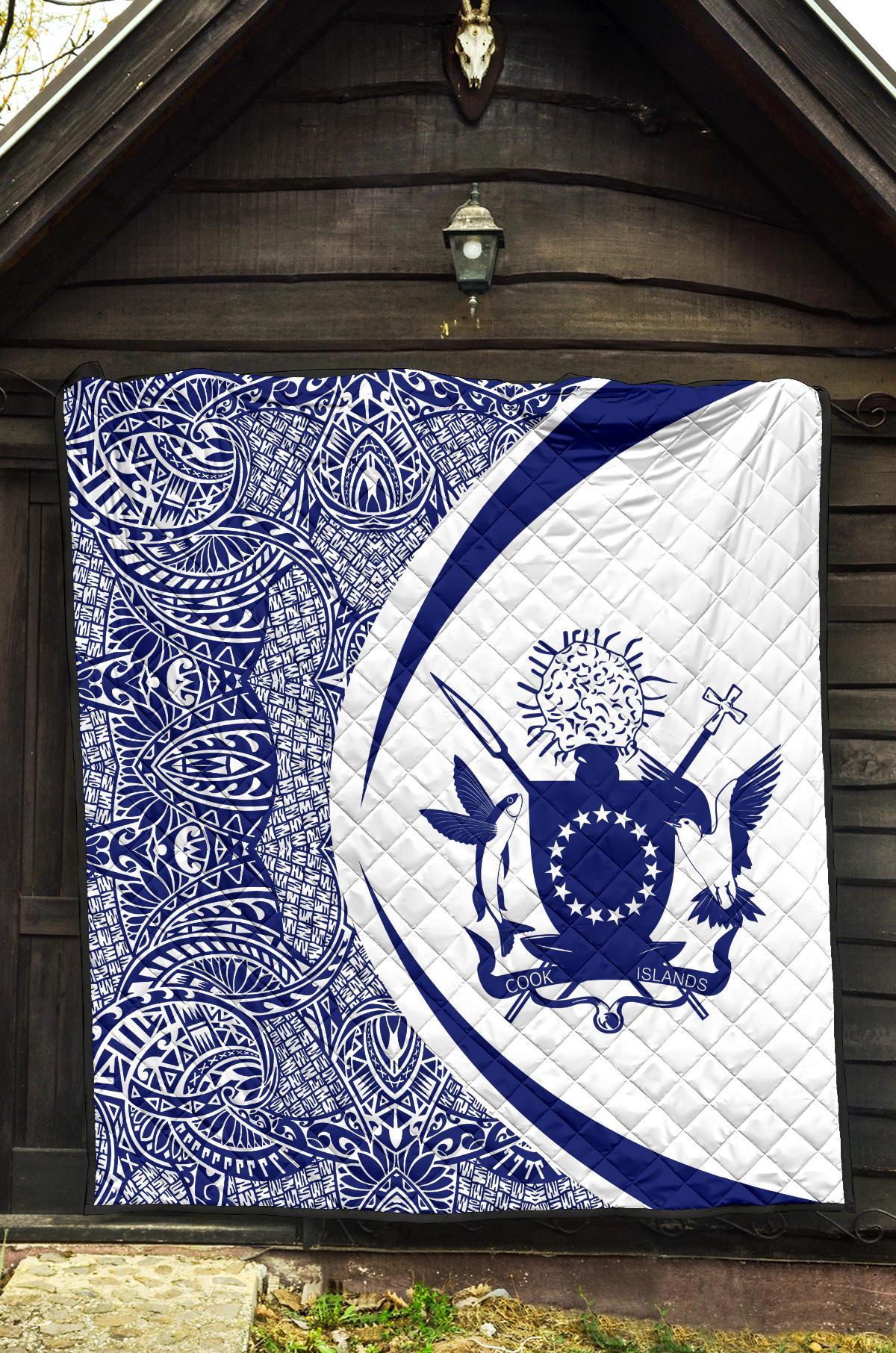 Cook Islands Coat Of Arms Polynesian Premium Quilt - Circle Style - 05 - Polynesian Pride