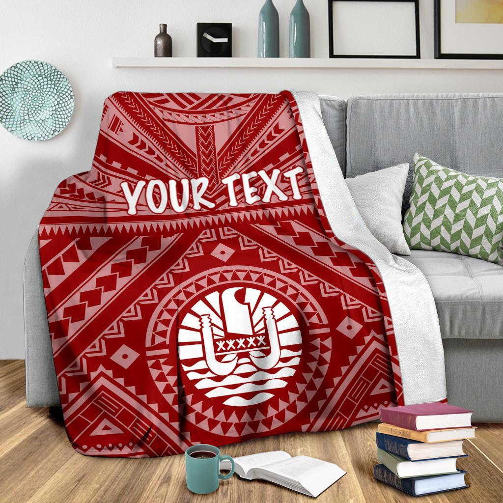 Tahiti Personalised Premium Blanket - Tahiti Seal In Polynesian Tattoo Style (Red) - Polynesian Pride