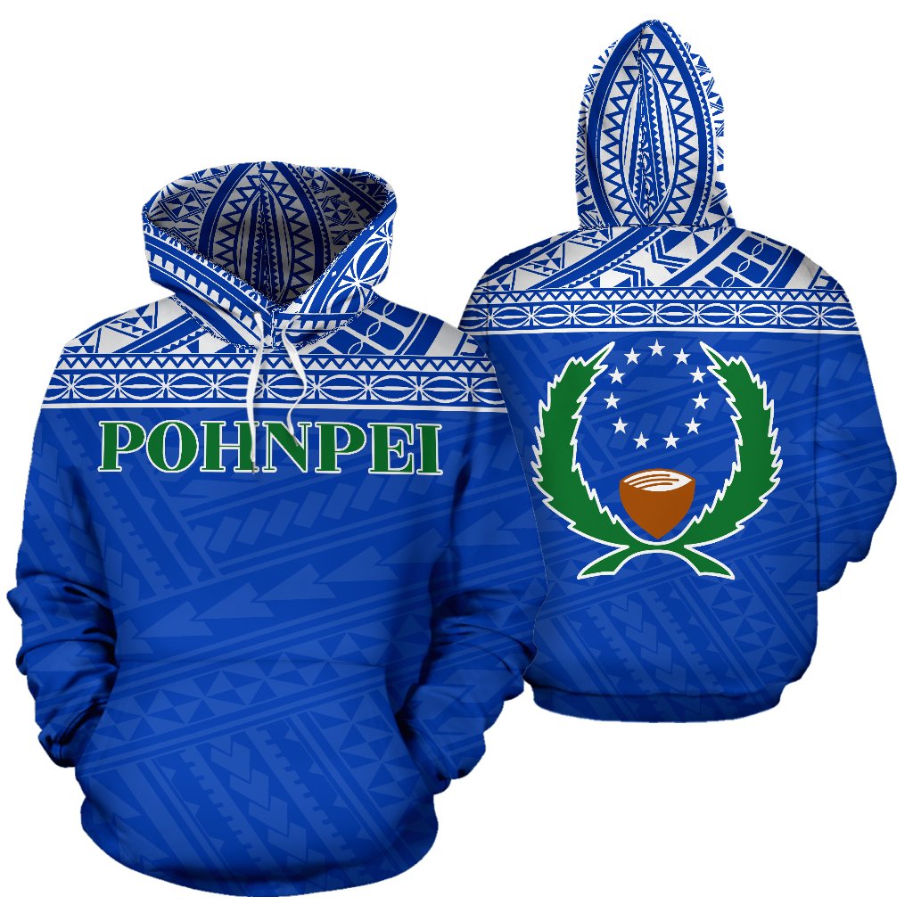 Pohnpei State All Over Hoodie Federated States of Micronesia Unisex Blue - Polynesian Pride