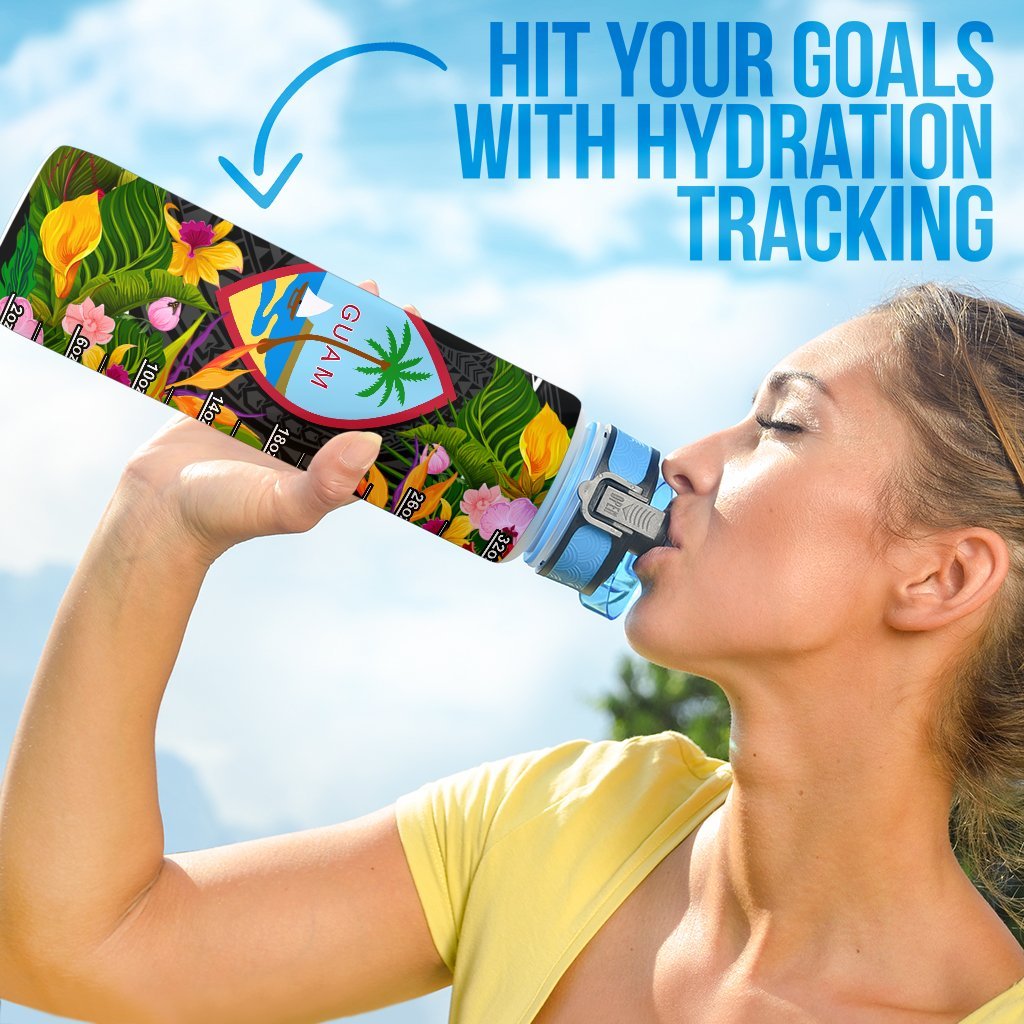 Guam Custom Personalised Hydro Tracking Bottle - Seal Spiral Polynesian Patterns - Polynesian Pride