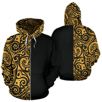 Polynesian Hoodie Zip up Half Style 02 Unisex Gold - Polynesian Pride