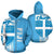 Fiji Polynesian Tapa Zip up Hoodie Blue Line - Polynesian Pride