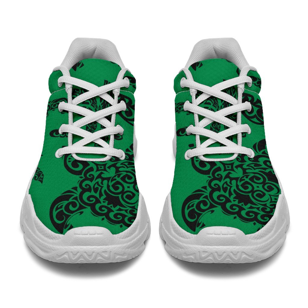 Polynesian Turtle Palm And Sea Pebbles Green Chunky Sneakers - Polynesian Pride