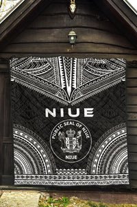 Niue Premium Quilt - Niue Seal Polynesian Chief Black Version - Polynesian Pride