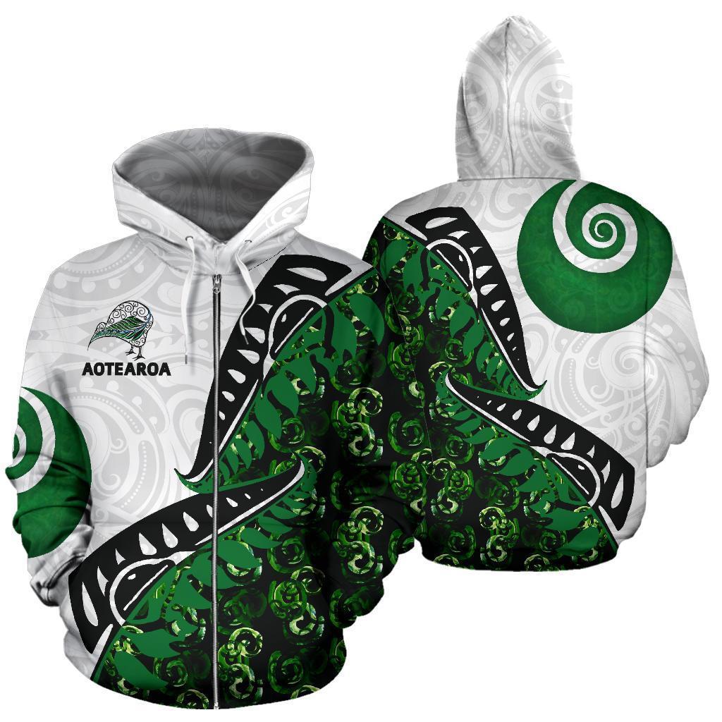Maori Pounamu (Jade) Zip up Hoodie Gs - Polynesian Pride