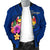 Tonga Polynesian Men's Bomber Jacket - Floral With Seal Blue - Polynesian Pride