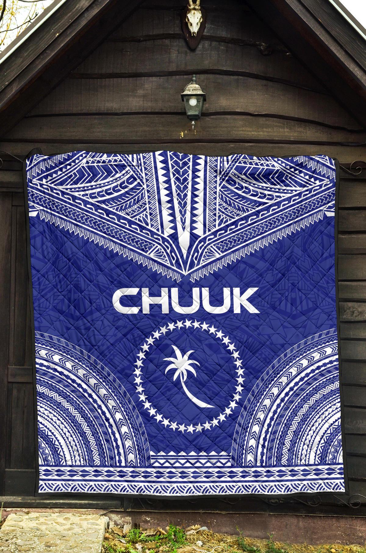 Chuuk Premium Quilt - Chuuk Flag Polynesian Chief Blue Version - Polynesian Pride