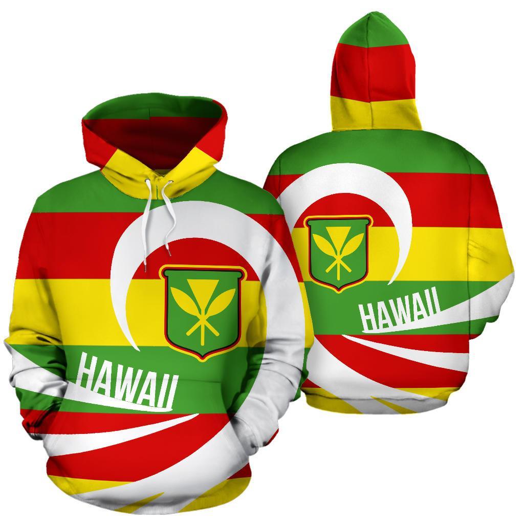 Hawaii Hoodie Kanaka Maoli Flag Roll Into Unisex White - Polynesian Pride