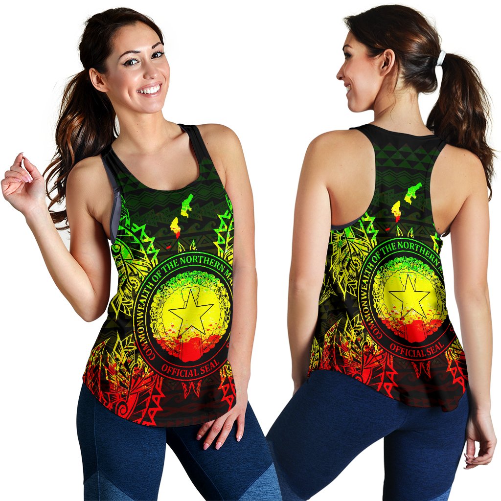 Northern Mariana Islands Polynesian Women Tank Top Map Reggae - Polynesian Pride
