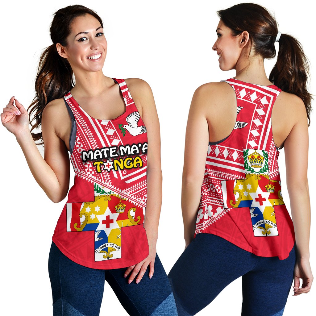 Mate Ma'a Tonga Women Racerback Tank Coat Of Arms - Polynesian Pride