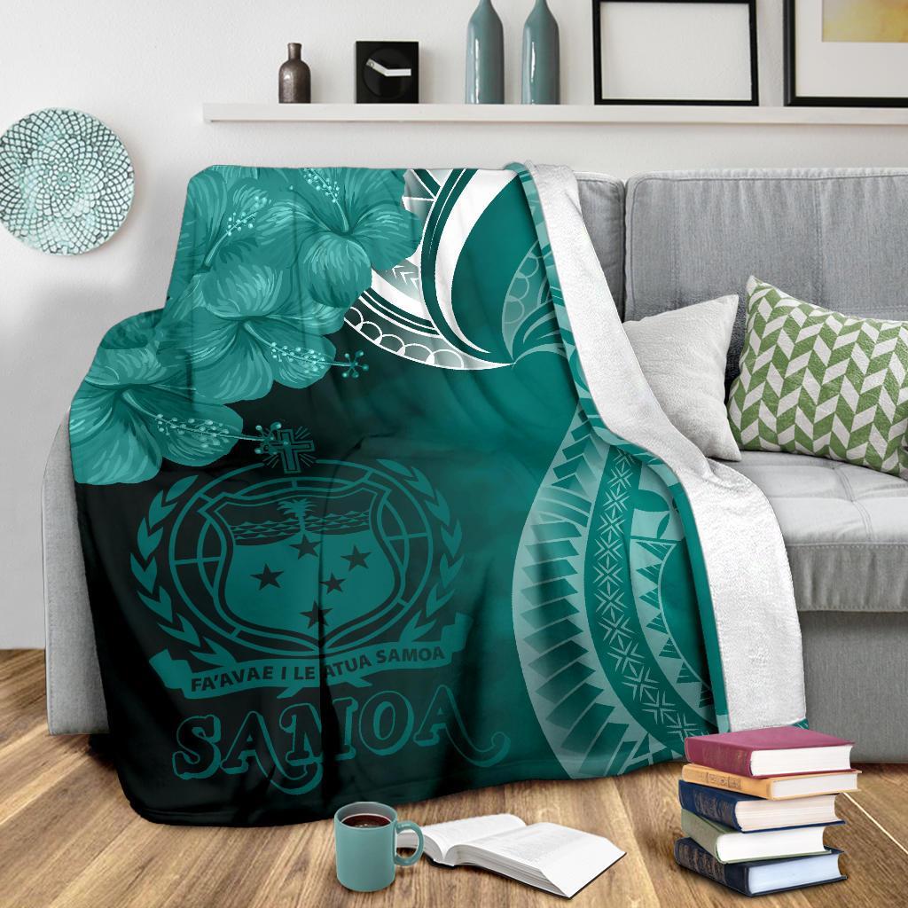 Samoa Premium Blanket - Samoa Seal Wave Style (Green) White - Polynesian Pride