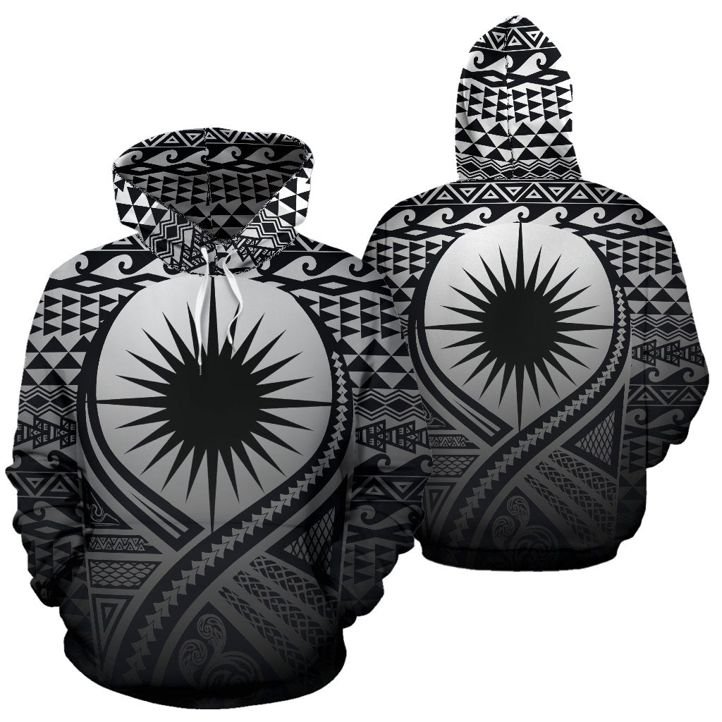 Marshall Islands All Over Hoodie Lift up Black Unisex Black - Polynesian Pride