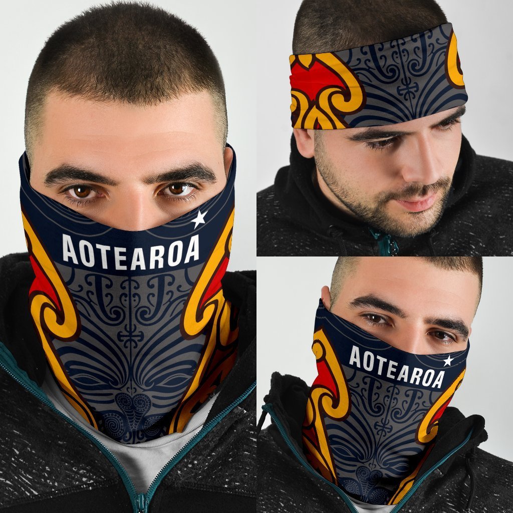 Maori Moko Bandana Aotearoa Silver Fern - Polynesian Pride