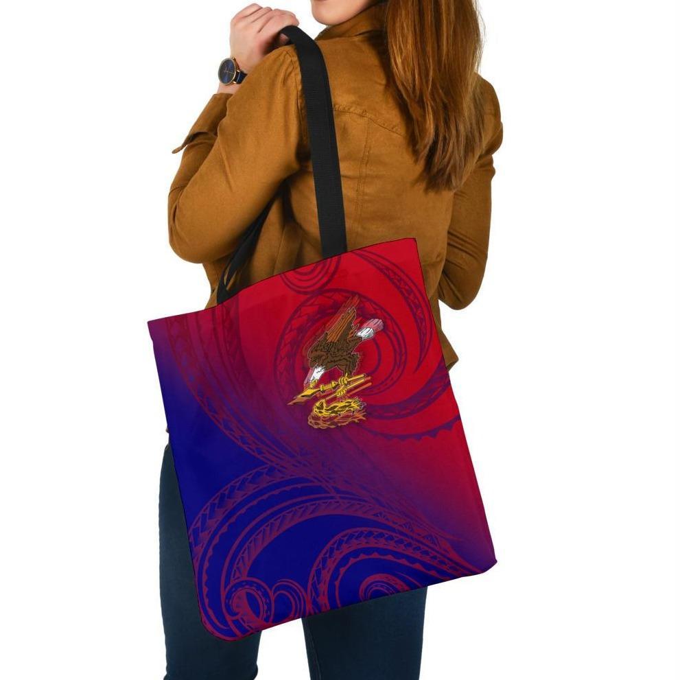 American Samoa Polynesian Tote Bags - Bald Eagle (Blue - Red) Tote Bag One Size Blue - Polynesian Pride