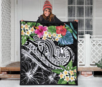 Tahiti Polynesian Premium Quilt - Summer Plumeria (Black) - Polynesian Pride