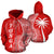 Tonga Polynesian Zip up Hoodie Coconut Tree Red and White Unisex Red - Polynesian Pride