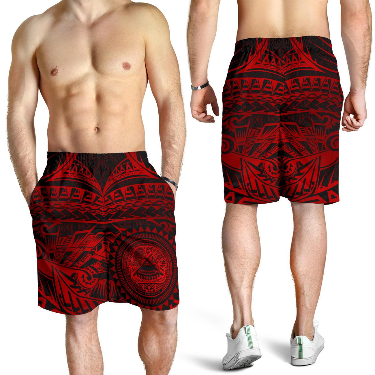 American Samoa Polynesian Men's Short - Red Seal Red - Polynesian Pride