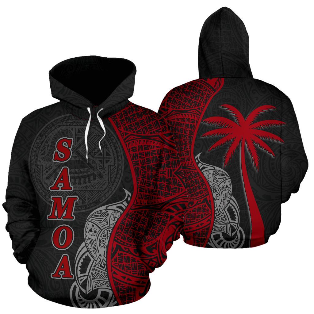 American Samoa Polynesian Hoodie Coconut Tree Red Unisex Red - Polynesian Pride