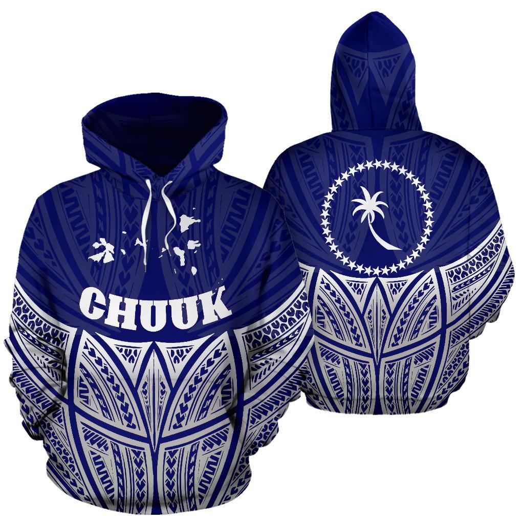 Chuuk Polynesian Hoodie Blue Pride Map nd Seal Unisex Blue - Polynesian Pride