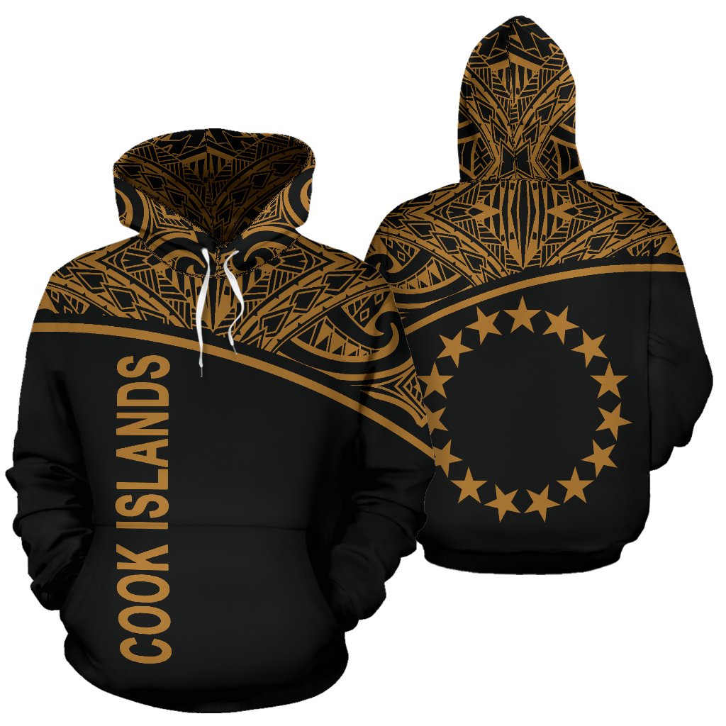 Cook Islands Polynesian Hoodie Curve Gold Gold - Polynesian Pride