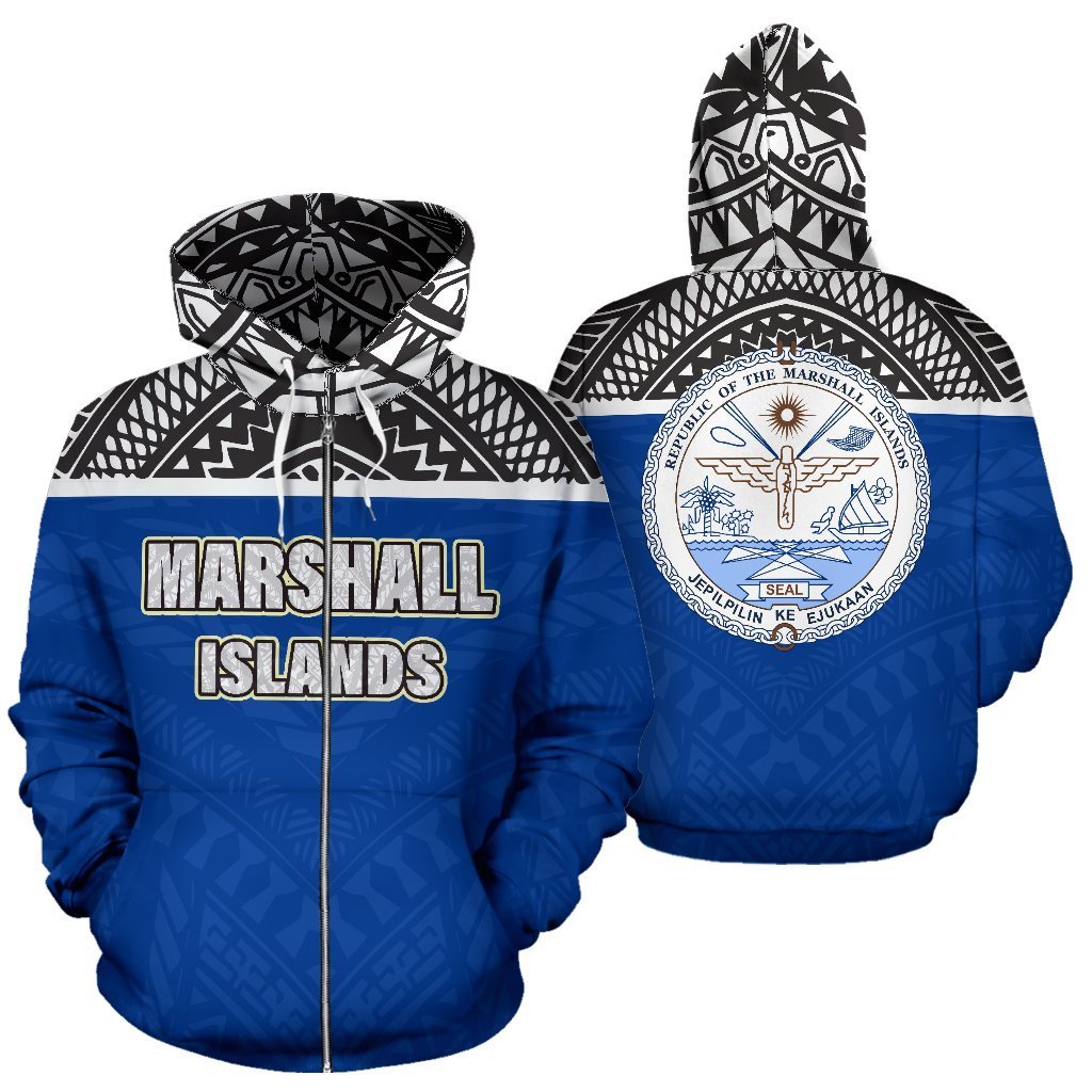 Marshall Islands All Over Zip up Hoodie Polynesian Hoodie Style Unisex White - Polynesian Pride