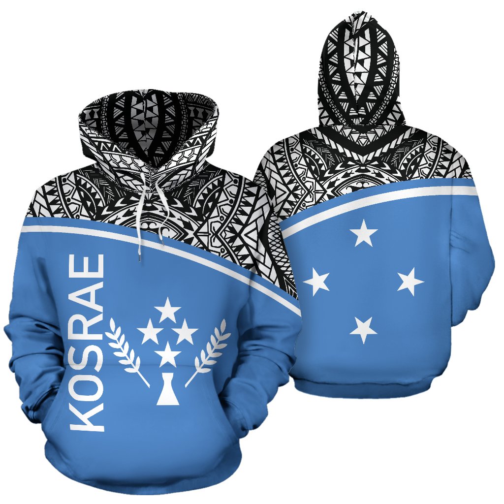 Kosrae All Over Hoodie Micronesia Curve Blue Style Unisex Blue - Polynesian Pride