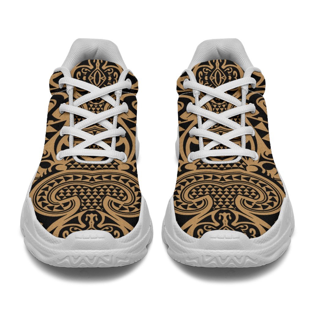 Polynesian Kakau Turtle Gold Chunky Sneakers - Polynesian Pride