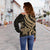 Kosrae Women Off Shoulder Sweater - Gold Tentacle Turtle - Polynesian Pride