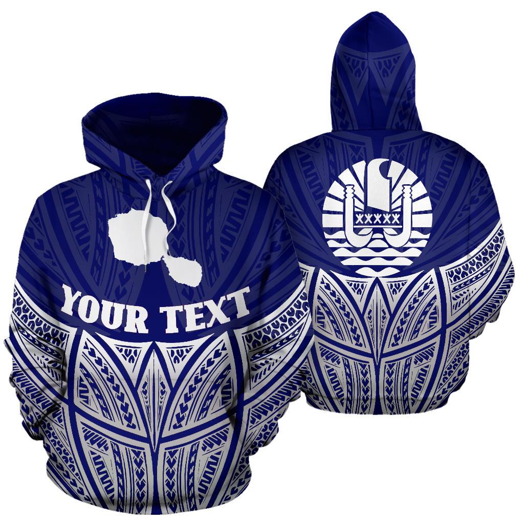 Tahiti Polynesian Custom Hoodie Blue Pride Map nd Seal Unisex Blue - Polynesian Pride