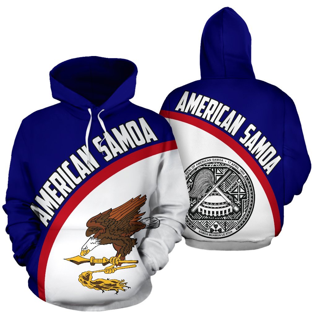 American Samoa Hoodie American Samoa Flag Seal Unisex Blue - Polynesian Pride