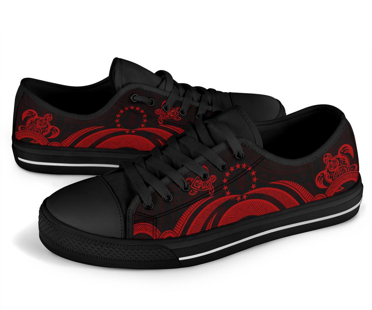 Cook Islands Low Top Canvas Shoes - Red Tentacle Turtle - Polynesian Pride