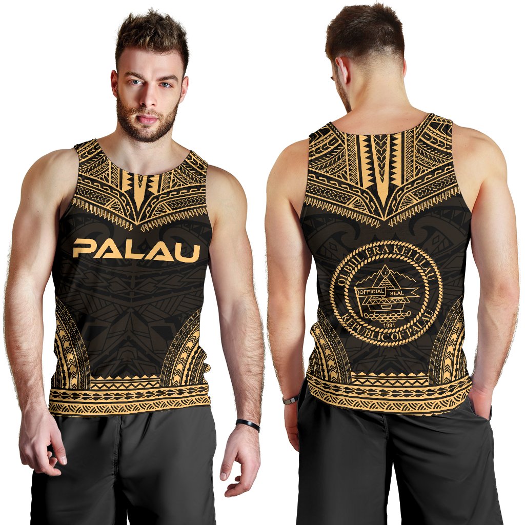 Palau Men's Tank Top - Polynesian Chief Gold Version - Polynesian Pride